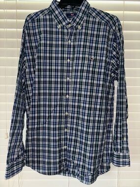 Vineyard Vines Navy, Blue & Green Plaid Button-Down Shirt